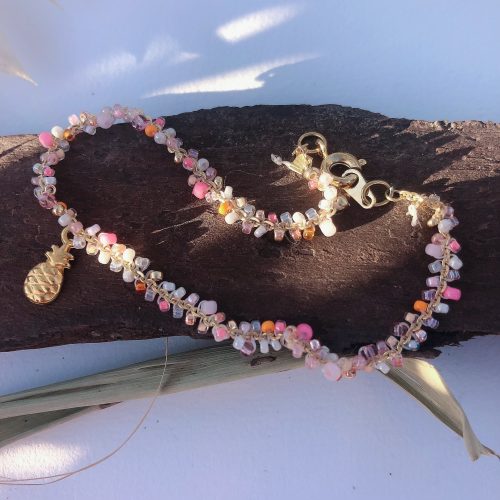 vergoldetes rosa buntes Armband