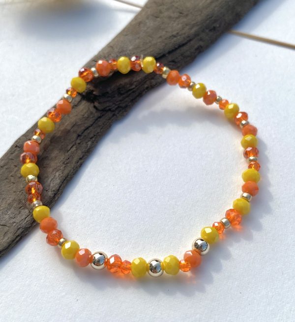 orange gelb dehnbares Glasperlenarmband