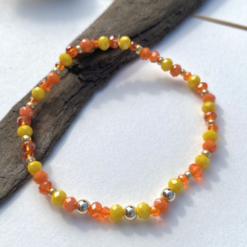 orange gelb dehnbares Glasperlenarmband