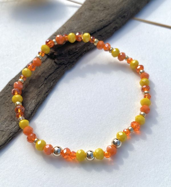 orange gelb dehnbares Glasperlenarmband