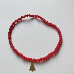 Weihnachtsarmband rot dehnbares Glasperlenarmband